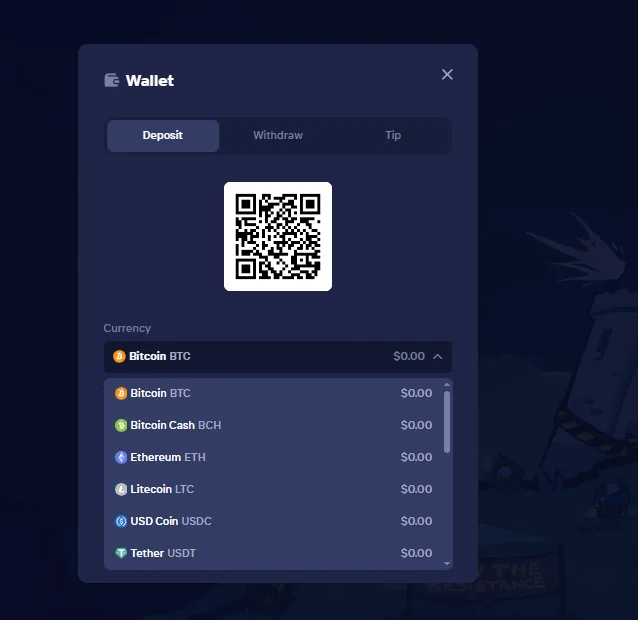 Duel crypto casino Wallet